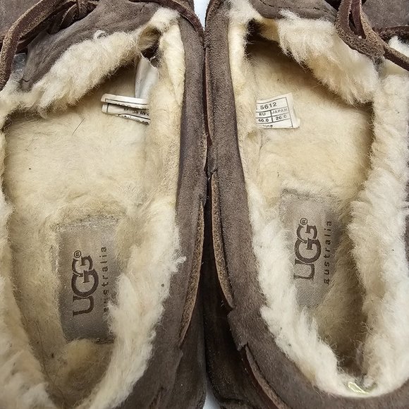 UGG Australia Womens Dakota Suede Sheepskin Moccasin Slip On Brown 5612 9 40 - Picture 7 of 15